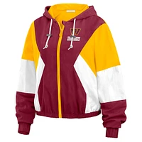 Women's WEAR by Erin Andrews Burgundy/Gold Washington Commanders Plus Color Block Full-Zip Windbreaker Jacket