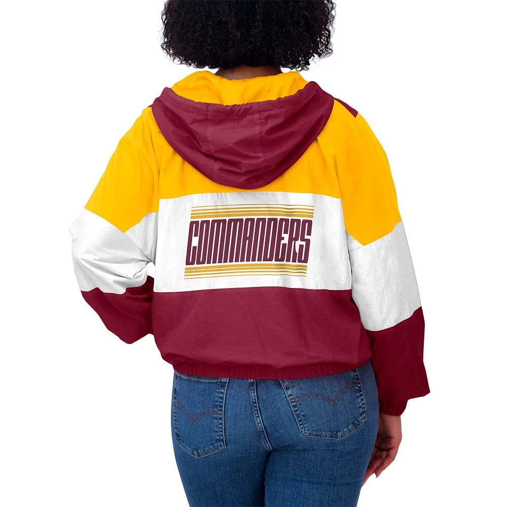 Women's WEAR by Erin Andrews Burgundy/Gold Washington Commanders Plus Color Block Full-Zip Windbreaker Jacket