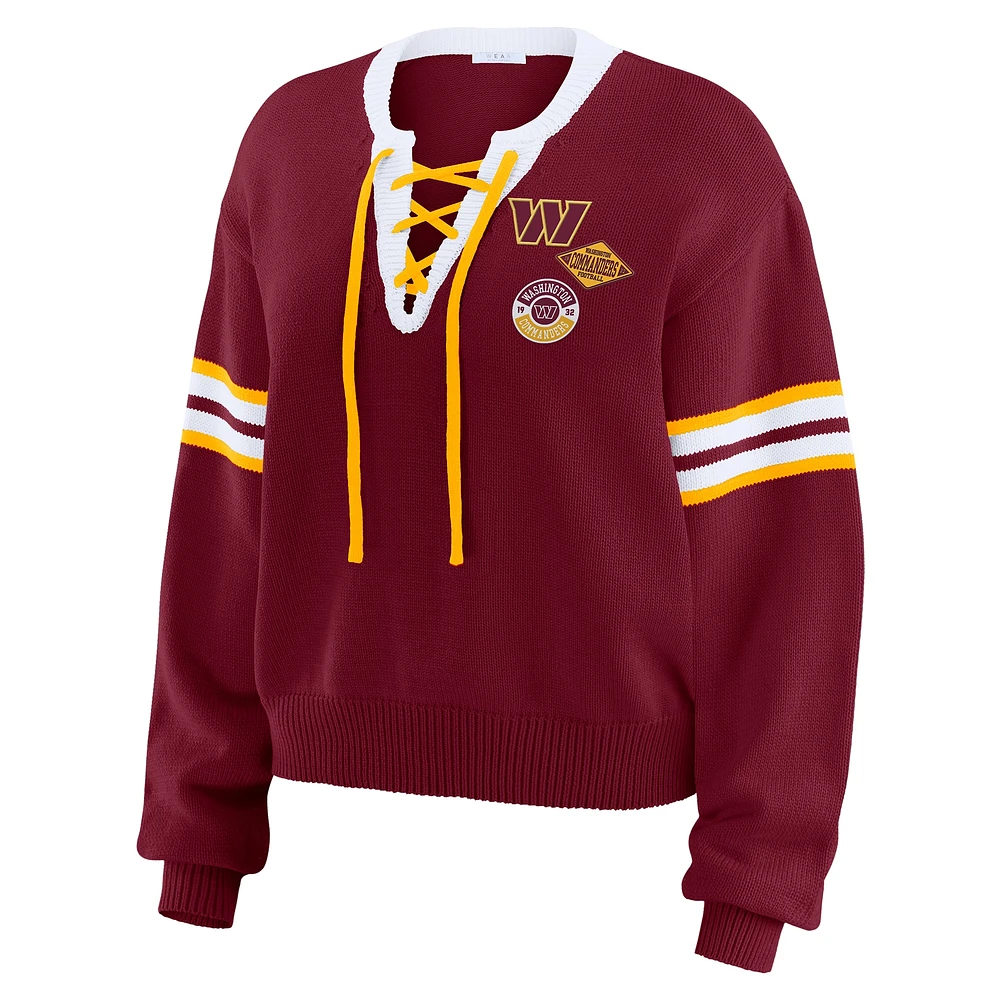 Sweat-shirt à lacets bordeaux Washington Commanders pour femme WEAR by Erin Andrews