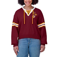 Women's WEAR by Erin Andrews Burgundy Washington Commanders Lace-Up Pullover Sweatshirt