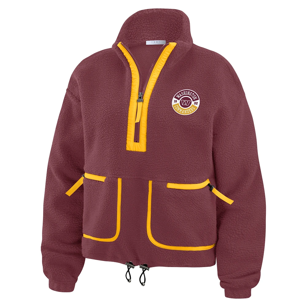 Women's WEAR by Erin Andrews Burgundy Washington Commanders Polar Fleece Half-Zip Jacket