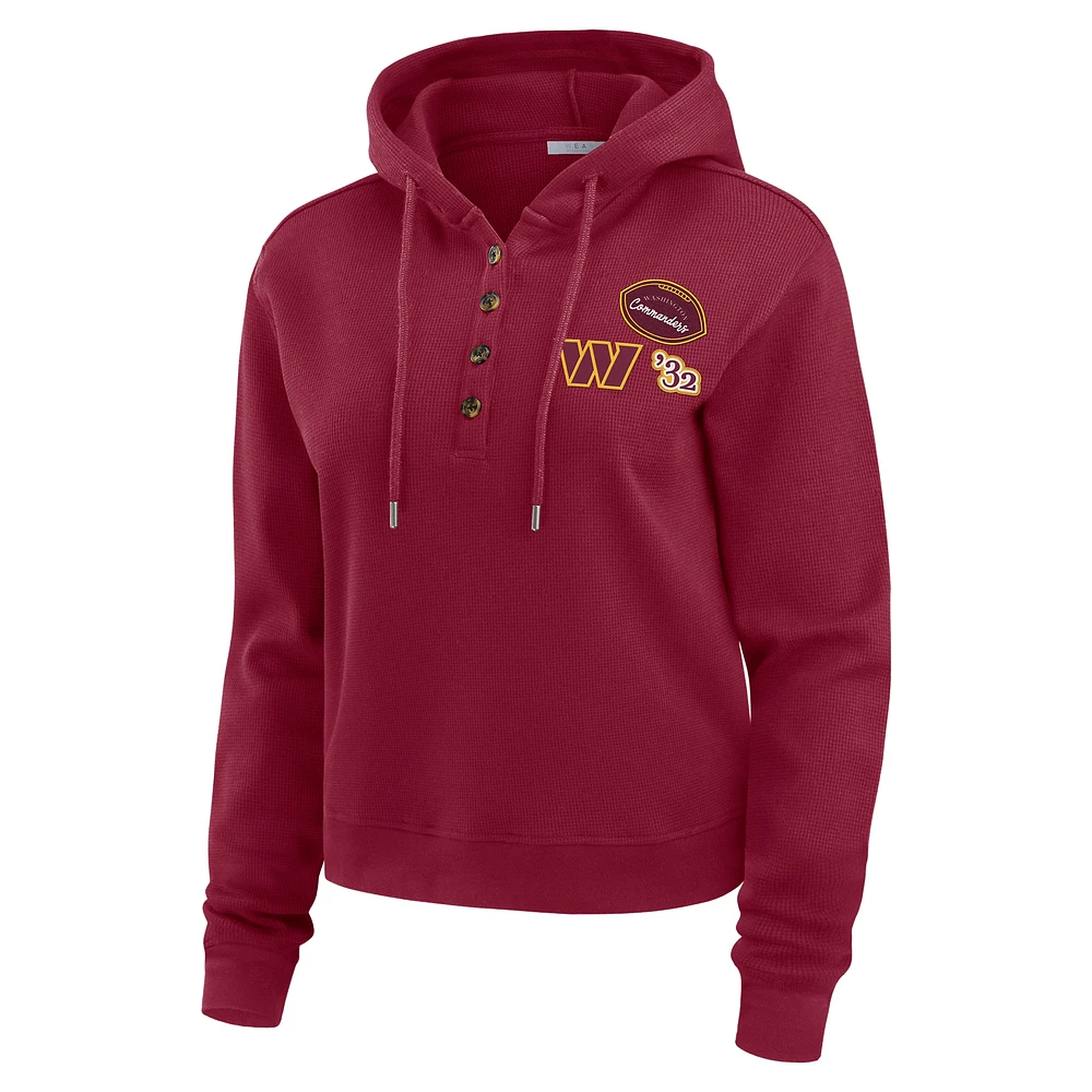 Women's WEAR by Erin Andrews  Burgundy Washington Commanders Waffle Hoodie Pullover Top