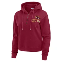 Women's WEAR by Erin Andrews  Burgundy Washington Commanders Waffle Hoodie Pullover Top