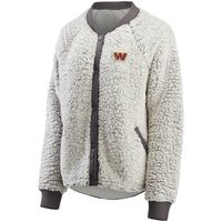 Women's WEAR by Erin Andrews Charcoal Washington Commanders Sherpa Raglan Full-Snap Jacket