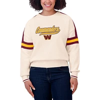 Women's WEAR by Erin Andrews  Cream Washington Commanders Stripe Pullover Sweater