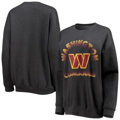 WEAR by Erin Andrews Heathered Charcoal Washington Commanders Sweat-shirt surdimensionné en polaire pour femmes