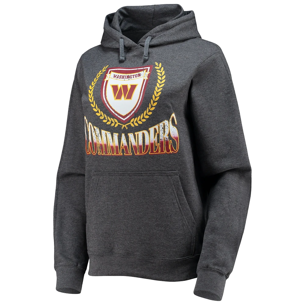 Women's WEAR by Erin Andrews Heathered Gray Washington Commanders Fleece Pullover Hoodie