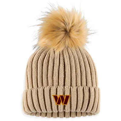 Washington Commanders WEAR by Erin Andrews Women's Neutral Cuffed Knit Hat with Pom - Tan