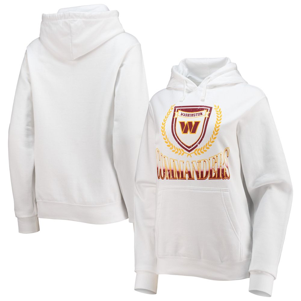 Women's WEAR by Erin Andrews White Washington Commanders Fleece Pullover Hoodie