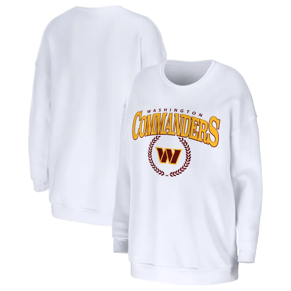 Women's WEAR by Erin Andrews White Washington Commanders Oversized Pullover Sweatshirt