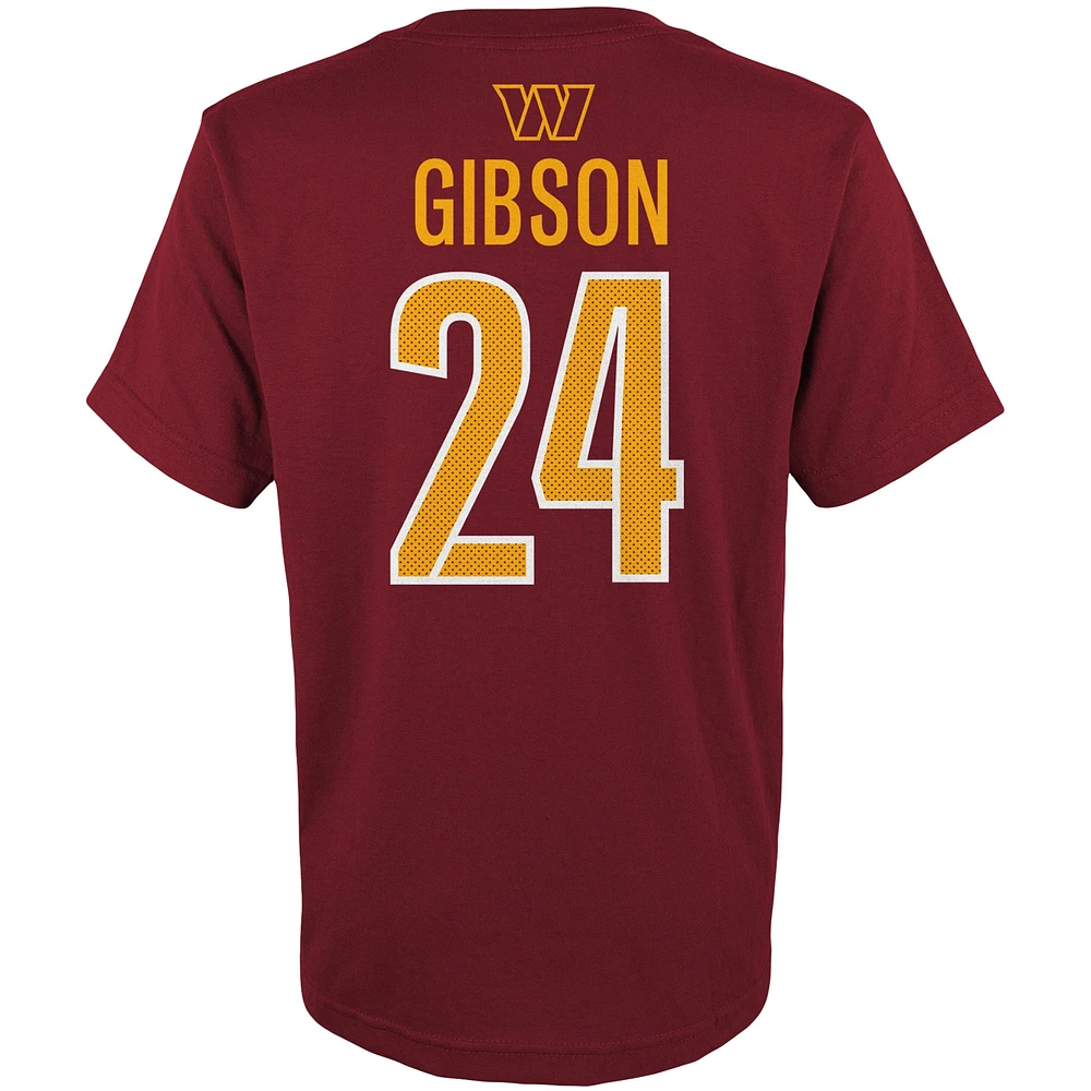 T-shirt avec nom et numéro de joueur principal Antonio Gibson Burgundy Washington Commanders pour jeunes