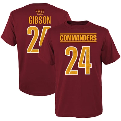 T-shirt avec nom et numéro de joueur principal Antonio Gibson Burgundy Washington Commanders pour jeunes