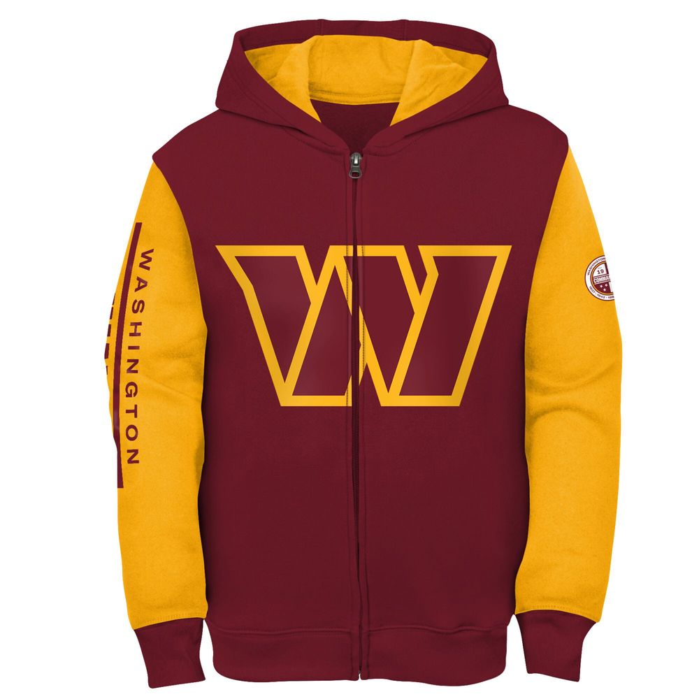 Youth Burgundy/Gold Washington Commanders Poster Board Full-Zip Hoodie