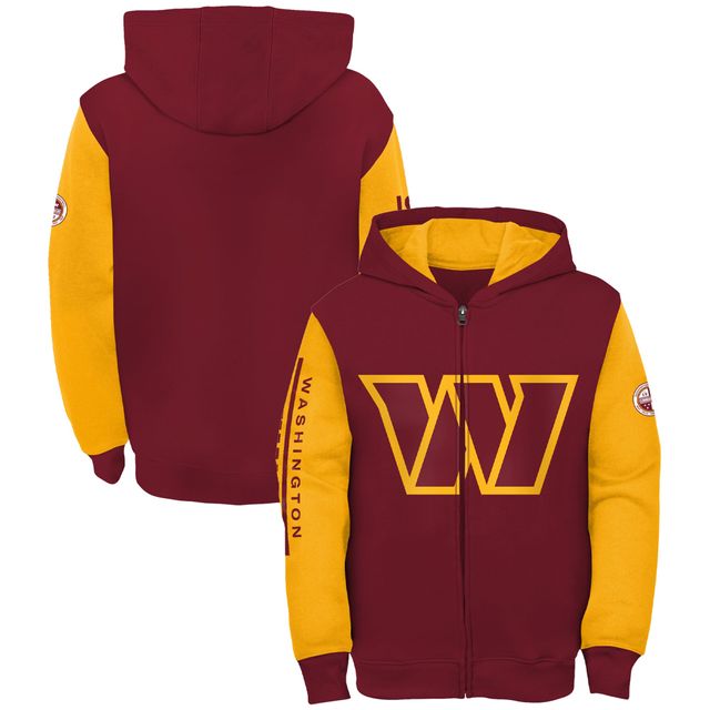 Sweat à capuche entièrement zippé bordeaux/or Washington Commanders pour jeune