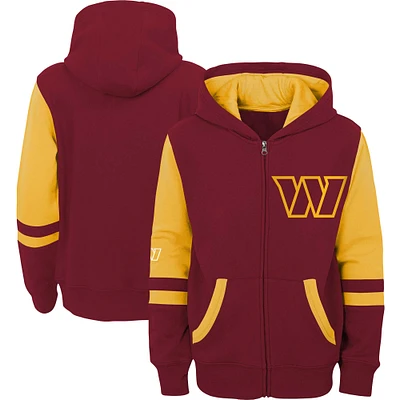 Youth Burgundy Washington Commanders Colorblock Full-Zip Hoodie