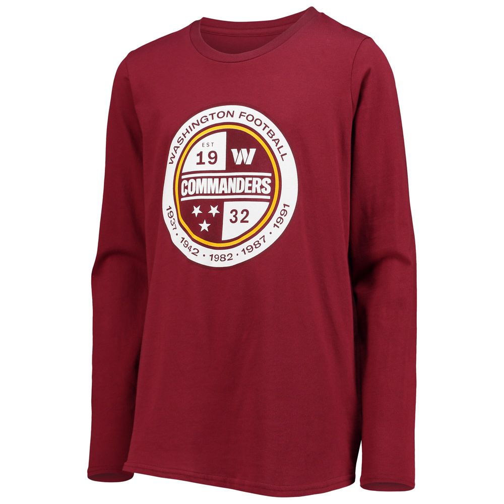 Youth Burgundy Washington Commanders Secondary Logo Long Sleeve T-Shirt