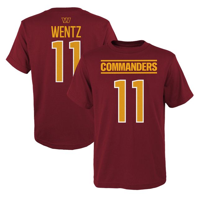 T-shirt pour jeunes Carson Wentz bordeaux Washington Commanders Mainliner avec nom et numéro de joueur