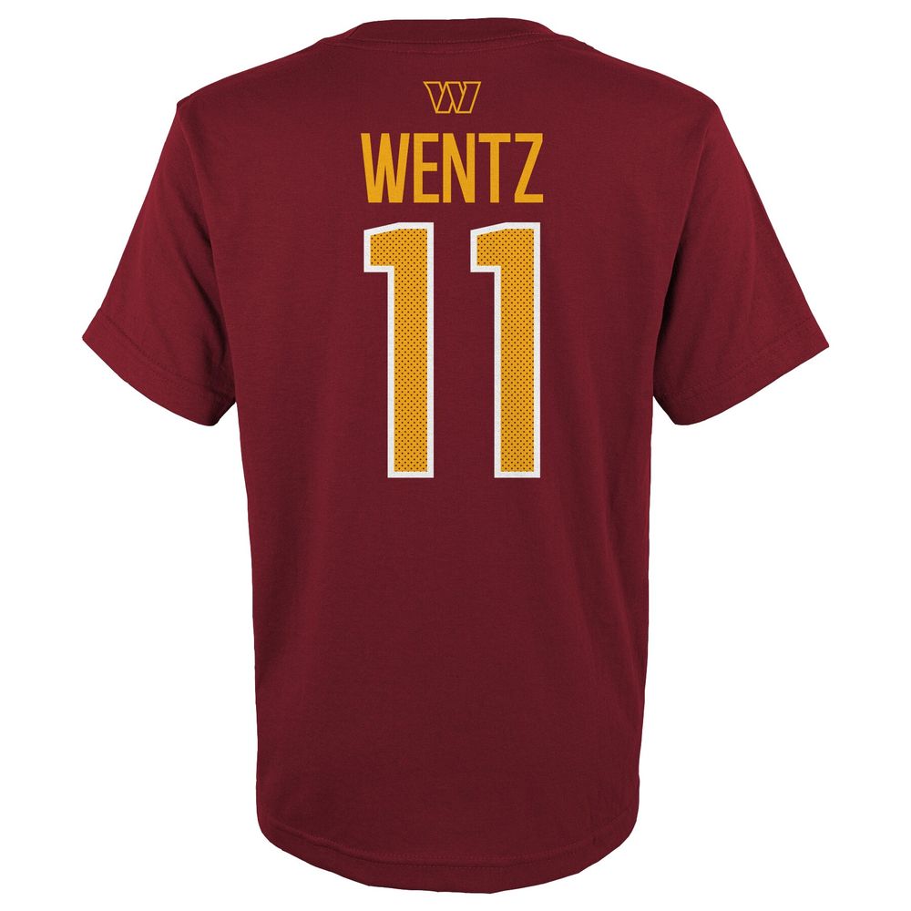 Youth Carson Wentz Burgundy Washington Commanders Mainliner Player Name & Number T-Shirt