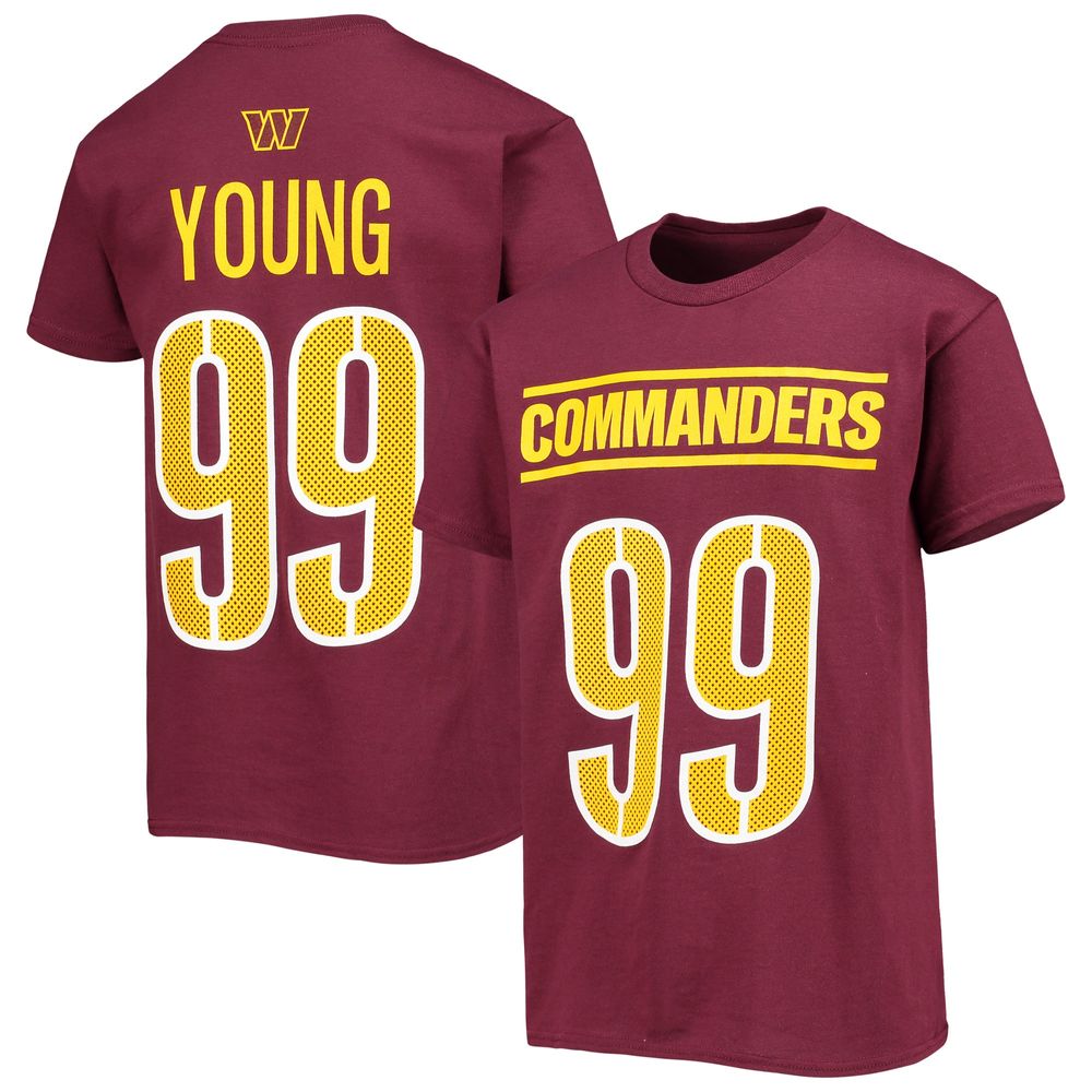 Youth Chase Young Burgundy Washington Commanders Mainliner Player Name & Number T-Shirt