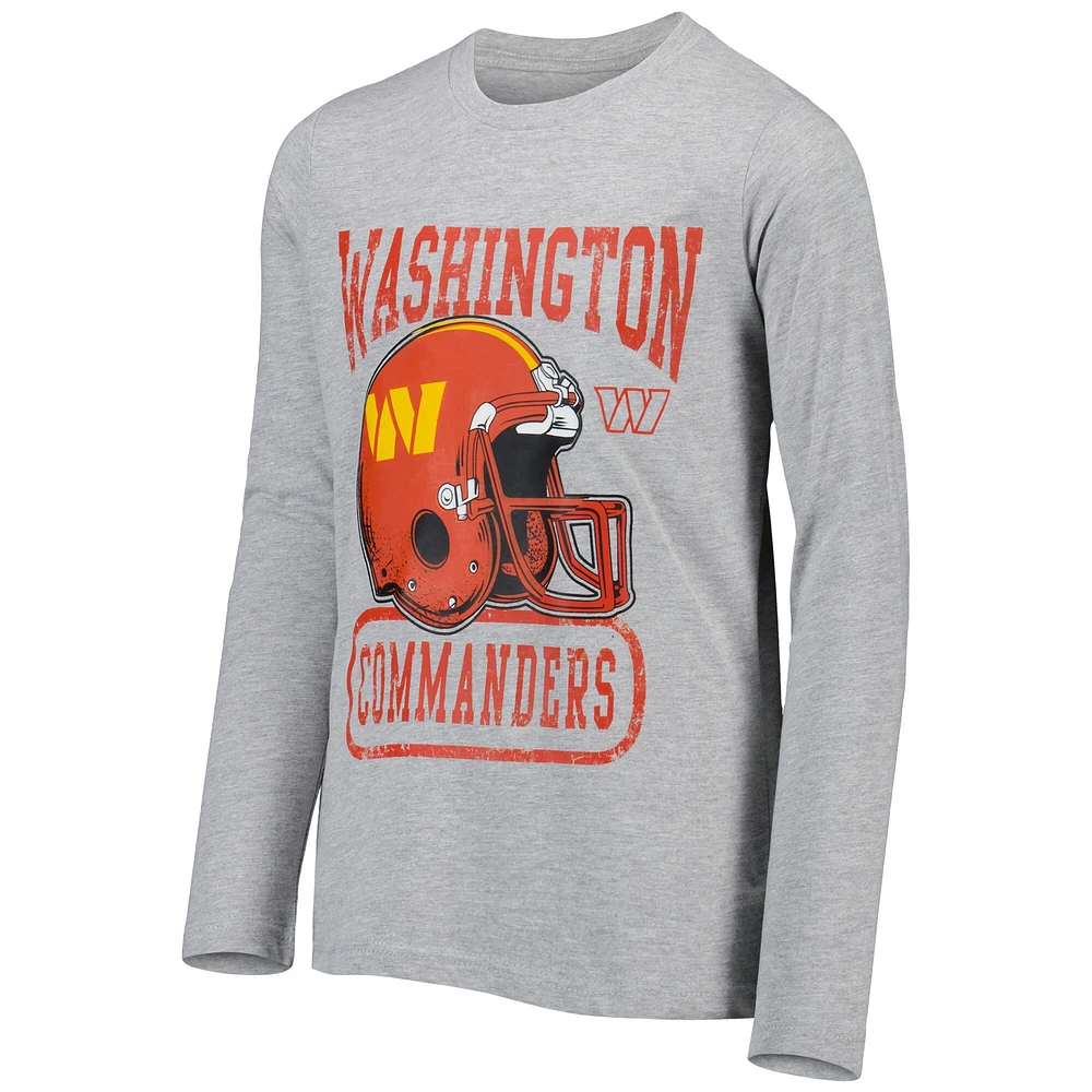 Youth Heathered Gray Washington Commanders Head-to-Head Long Sleeve T-Shirt