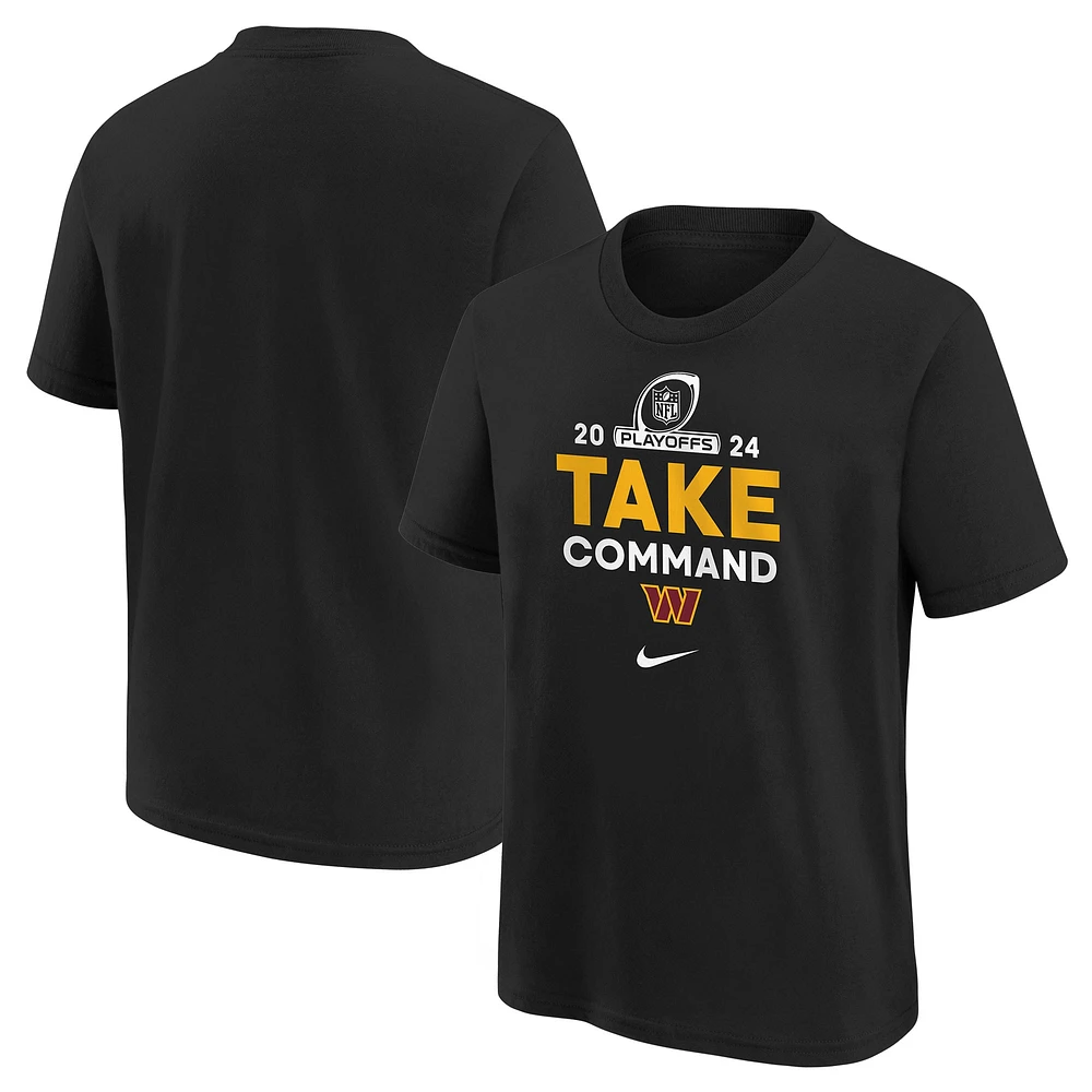 T-shirt Nike noir pour jeunes Washington Commanders 2024 NFL Playoffs