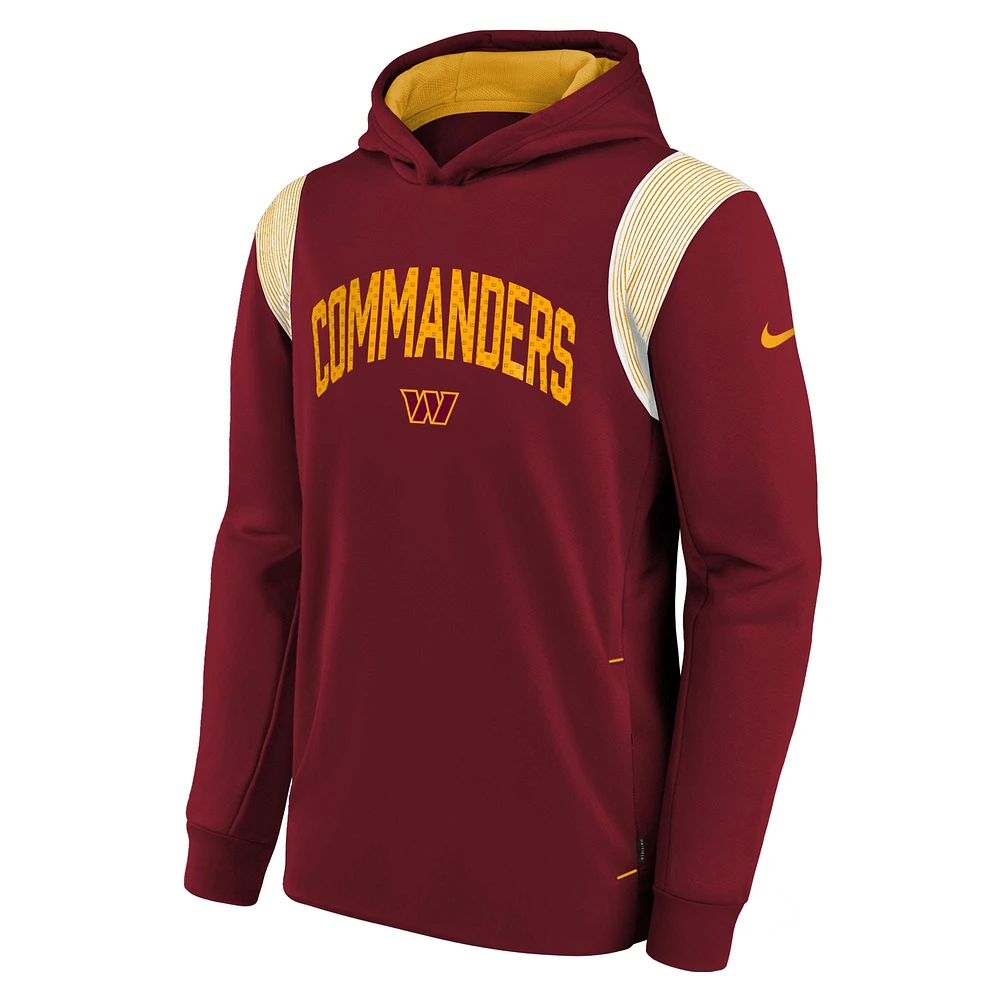 Youth Nike Burgundy Washington Commanders Sideline Fleece Performance Pullover Hoodie