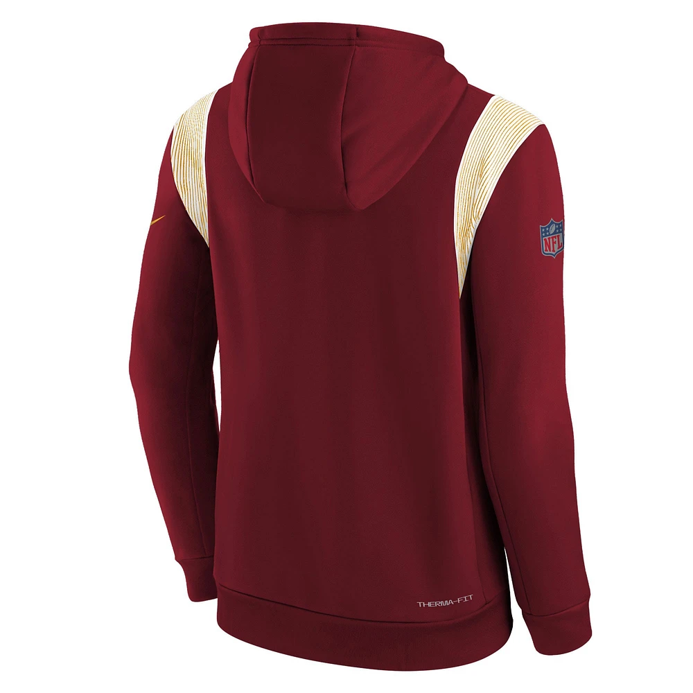 Youth Nike Burgundy Washington Commanders Sideline Fleece Performance Pullover Hoodie