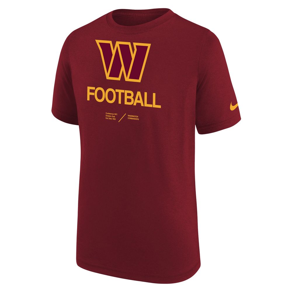 Youth Nike Burgundy Washington Commanders Sideline Legend Performance T-Shirt