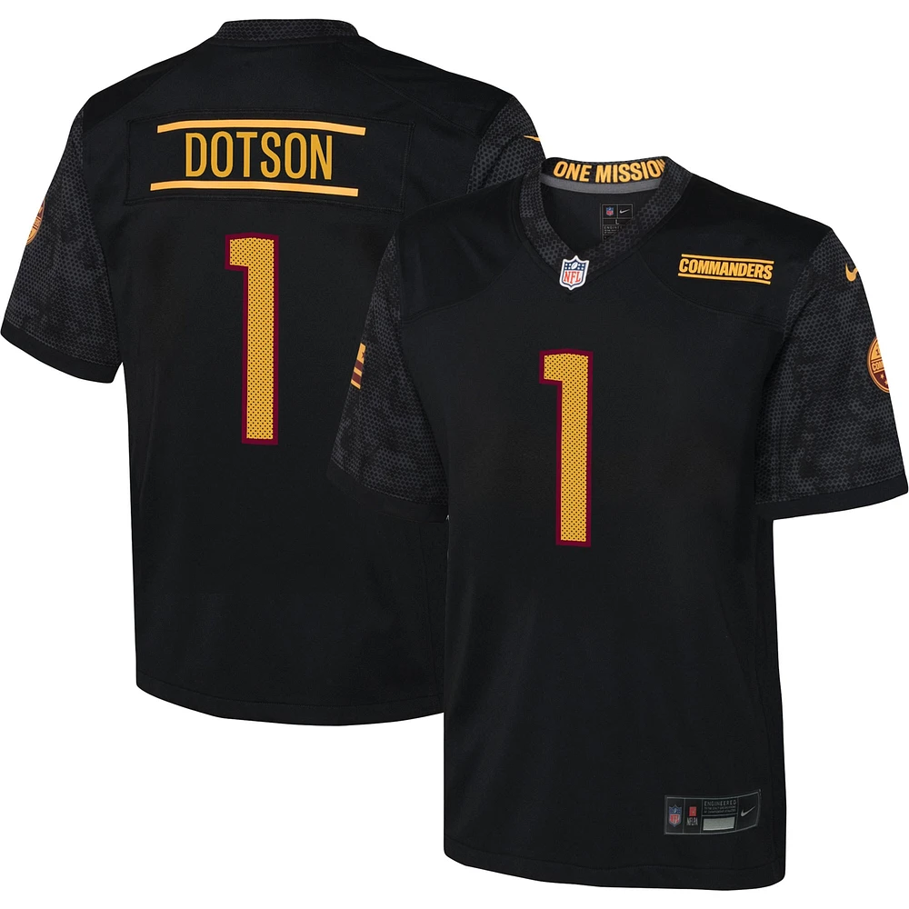 Maillot de match Nike Jahan Dotson pour jeunes, noir, Washington Commanders