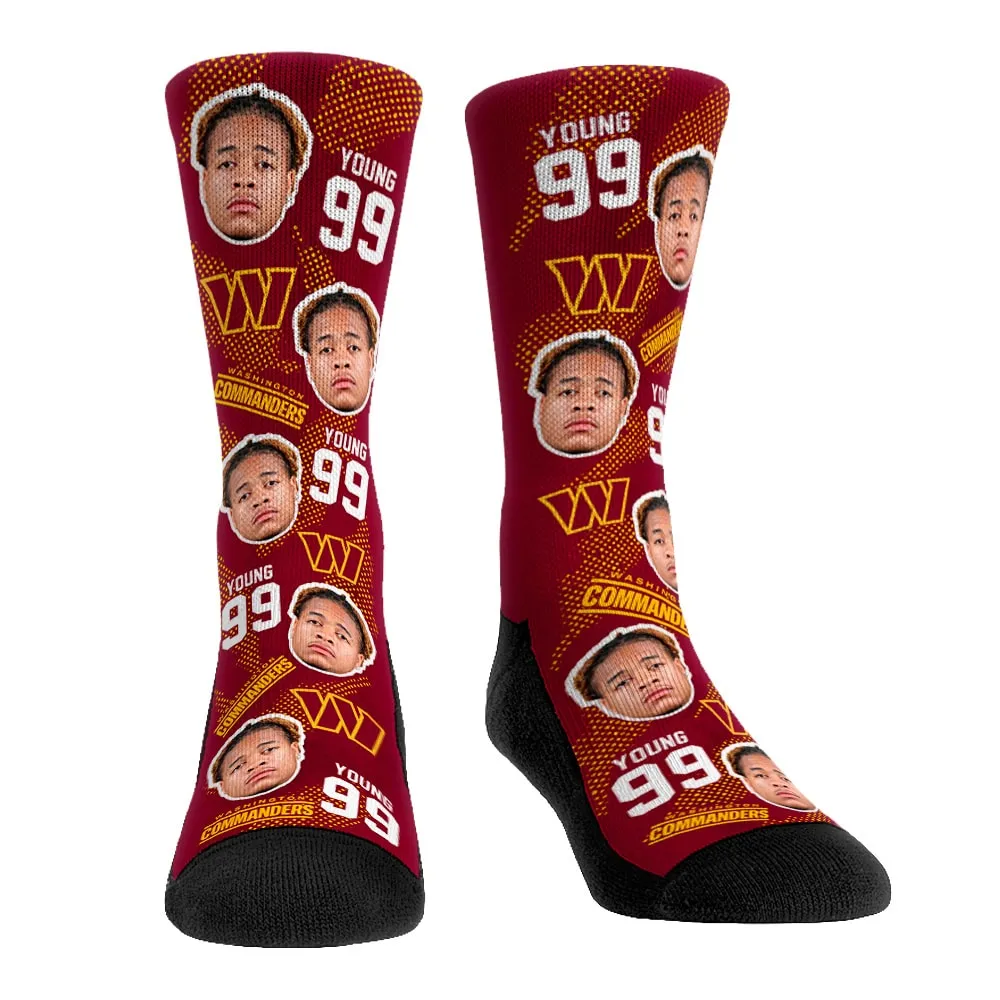 Chaussettes Rock Em pour jeunes Chase Young Washington Commanders Football Guy Crew Chaussettes