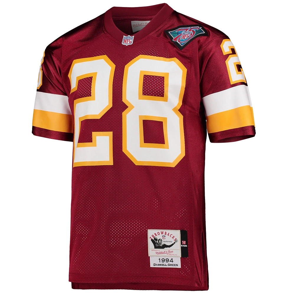 Mitchell & Ness Darrell vert bordeaux Washington équipe de football 1994 authentique retour maillot joueur retraité pour hommes