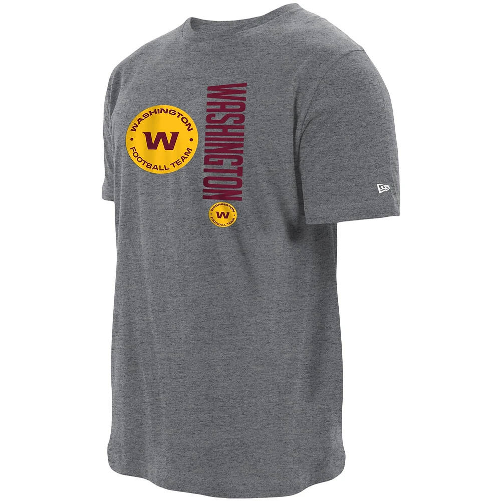 Men's New Era Heathered Gray Washington Football Team Split Logo 2-Hit T-Shirt