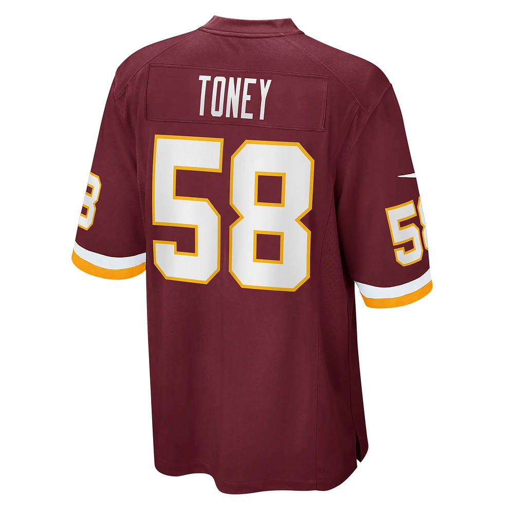 Men's Nike Shaka Toney Burgundy Washington Football Team Game Jersey