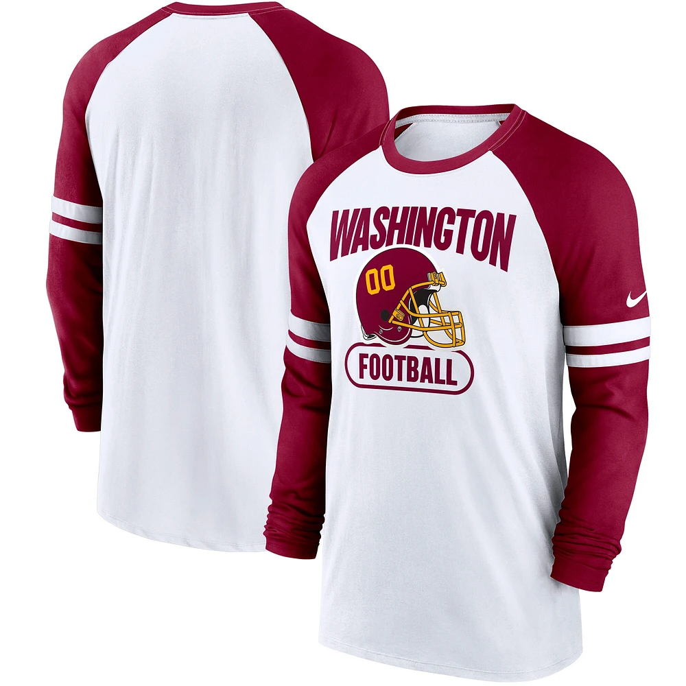 T-shirt à manches longues raglan Nike Washington Football Team Throwback pour Homme - Blanc/Bourgogne