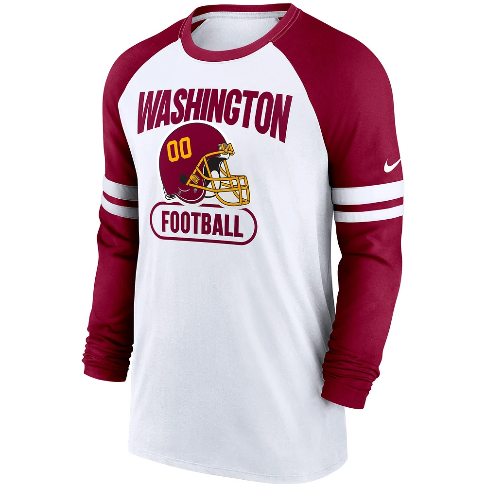 T-shirt à manches longues raglan Nike Washington Football Team Throwback pour Homme - Blanc/Bourgogne