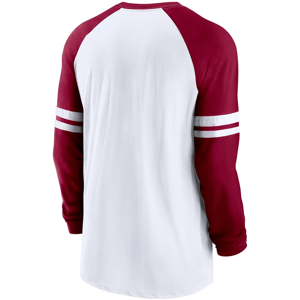 T-shirt à manches longues raglan Nike Washington Football Team Throwback pour Homme - Blanc/Bourgogne