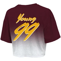 Women's Majestic Threads Chase Young Burgundy/White Washington Football Team Drip-Dye Player Name & Number Tri-Blend Crop T-Shirt