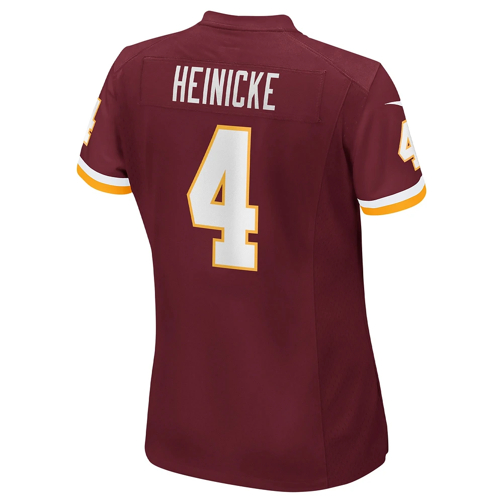 Maillot de match l'équipe football Washington Nike pour femme Taylor Heinicke bordeaux