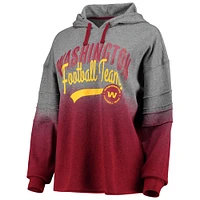 Women's Touch Heathered Gray/Burgundy Washington Football Team Superstar Dip-Dye Pullover Hoodie