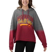 Women's Touch Heathered Gray/Burgundy Washington Football Team Superstar Dip-Dye Pullover Hoodie