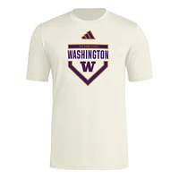Men's adidas  Cream Washington Huskies Home Plate Pre-Game T-Shirt