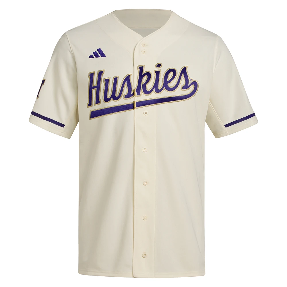 Maillot de baseball réplique des Washington Huskies couleur crème adidas pour homme