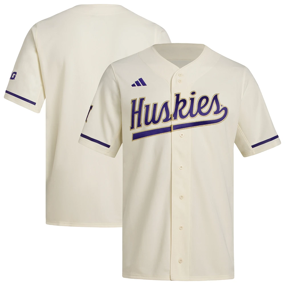 Maillot de baseball réplique des Washington Huskies couleur crème adidas pour homme