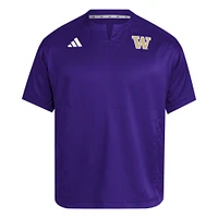 Pull à col cranté adidas violet Washington Huskies Dugout Coaches Adizero pour homme