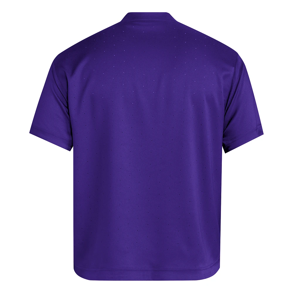 Pull à col cranté adidas violet Washington Huskies Dugout Coaches Adizero pour homme