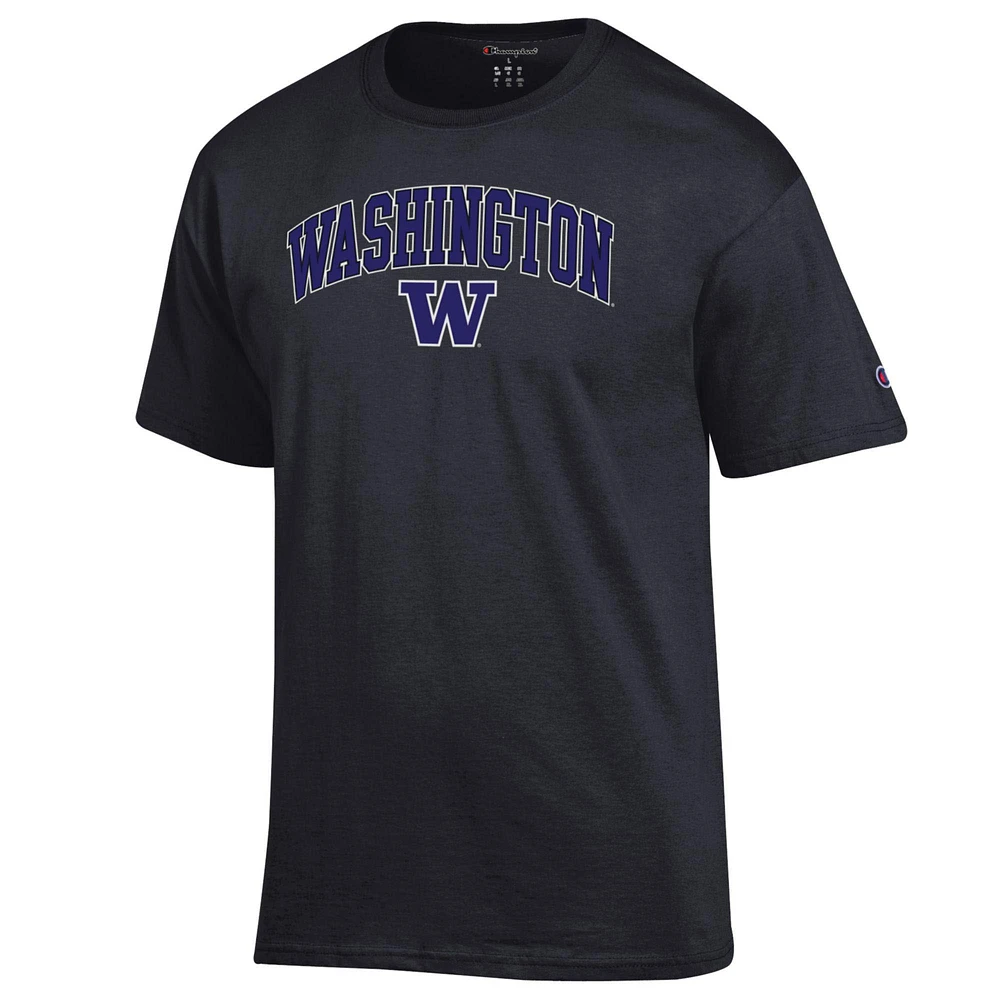 Men's Champion  Black Washington Huskies Arched Logo T-Shirt