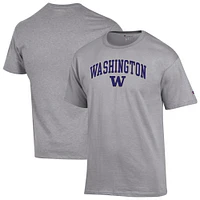 T-shirt Champion Heather Grey Washington Huskies Arch Over Logo pour homme