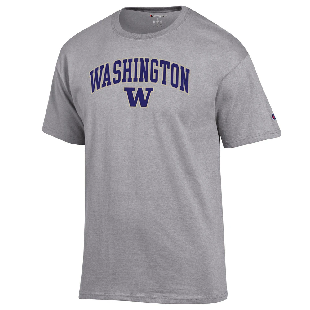 T-shirt Champion Heather Grey Washington Huskies Arch Over Logo pour homme