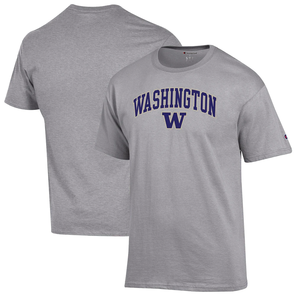 T-shirt Champion Heather Grey Washington Huskies Arch Over Logo pour homme