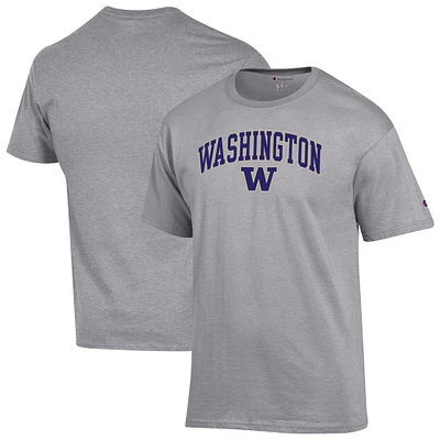 T-shirt Champion Heather Grey Washington Huskies Arch Over Logo pour homme